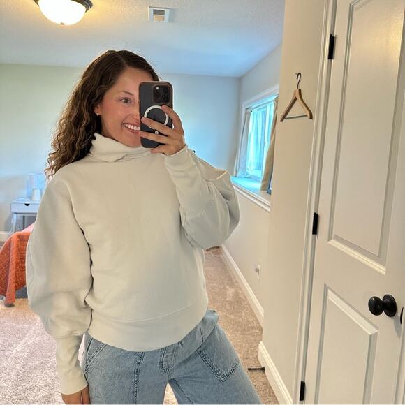 AGOLDE Blue Gray Neutral Cotton Ribbed Turtleneck Sweatshirt Medium - Picture 5 of 16
